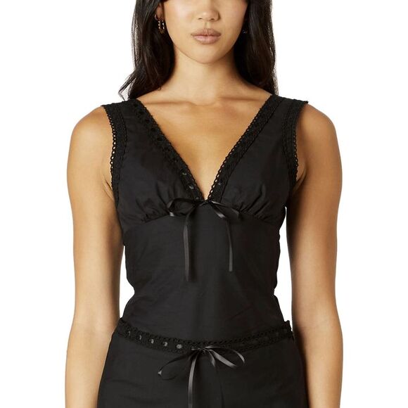 Nia Tops - Nia Womens Siobhan Poplin Top Small Black - NWT
